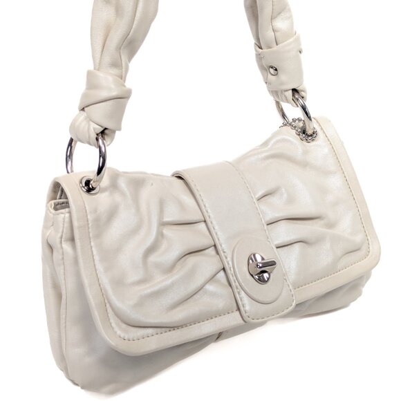 COACH Pleated Cream Leather Shoulder Bag - Picture 7 of 14